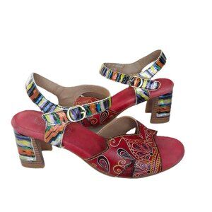 L' Artiste By Spring Step Leather Civika Butterfly Rainbow Sandal EU 40 US 9